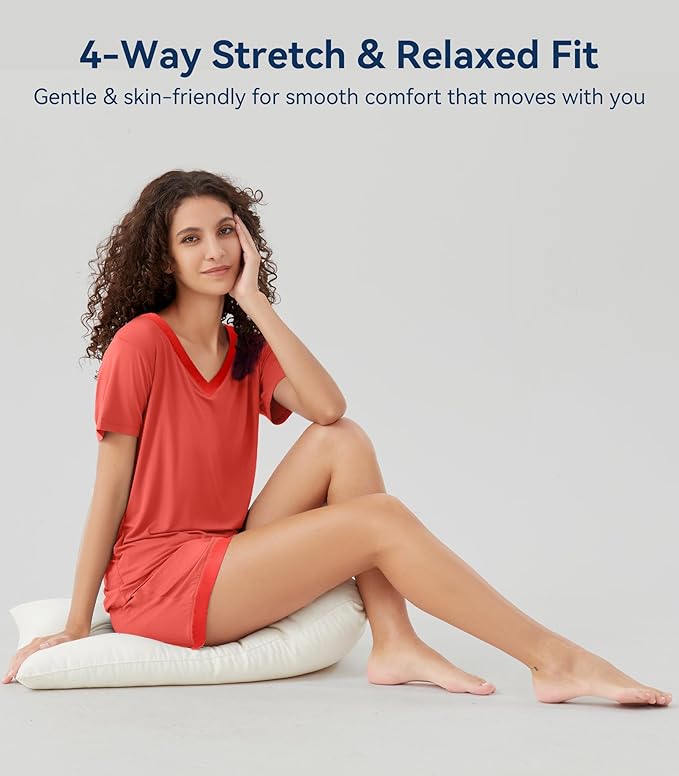 Women's Bamboo Cooling Pajama Set - Short Sleeve - 2 Piece