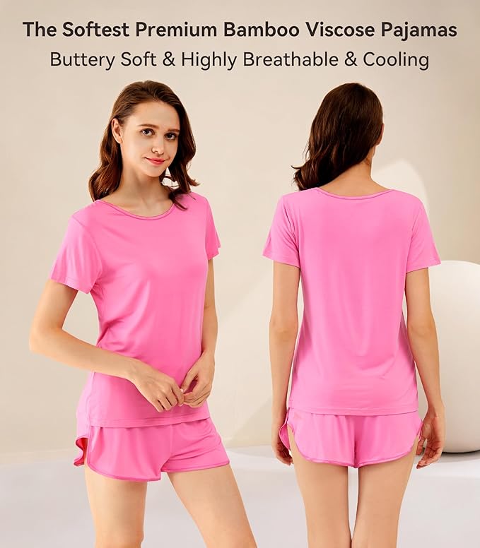 Women's Bamboo Cooling Pajama Set - Short Sleeve - 2 Piece
