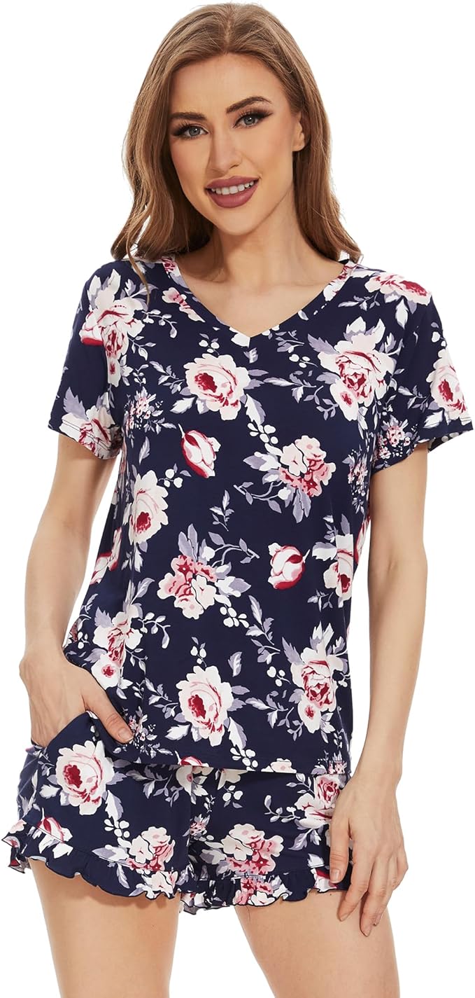 Bamboo Cooling Shorts Pajama Set - Short Sleeve - 2 Piece