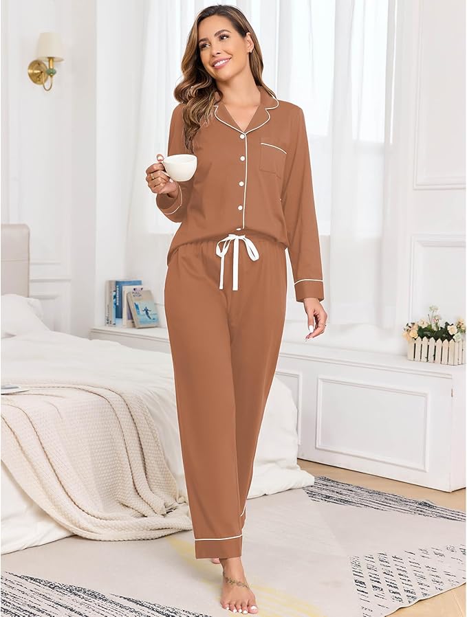 Women's 100% Cotton Pajama Set - Long Sleeve - 2 Piece