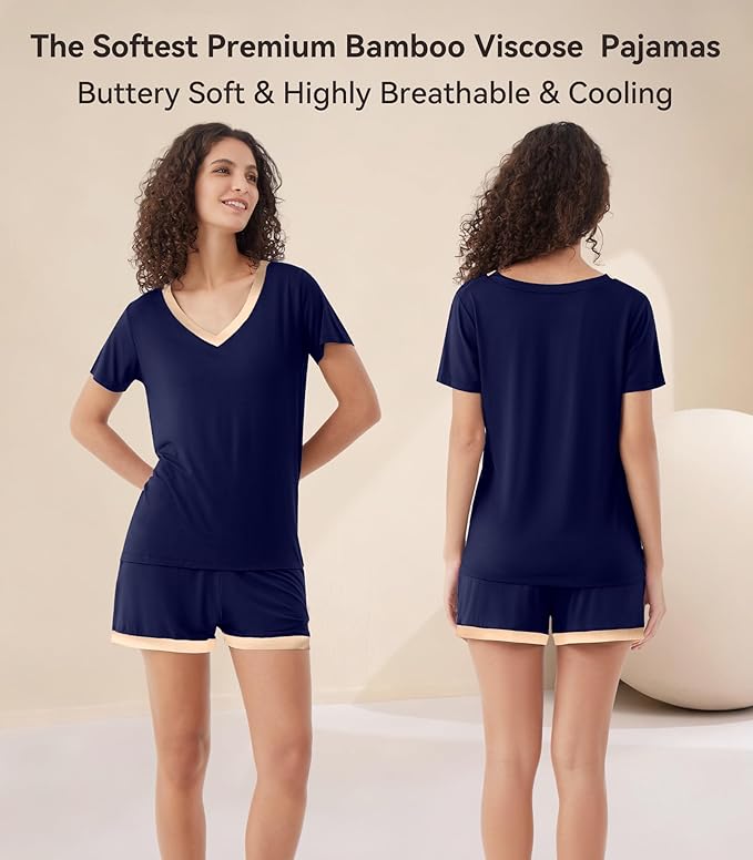 Women's Bamboo Cooling Pajama Set - Short Sleeve - 2 Piece
