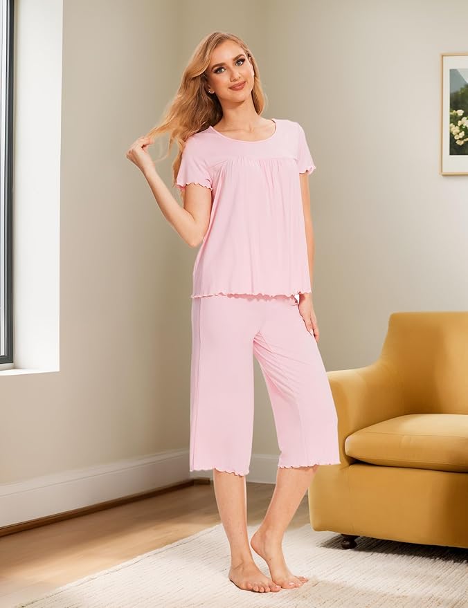 Bamboo Capri Pajama Set - Short Sleeve - 2 Piece