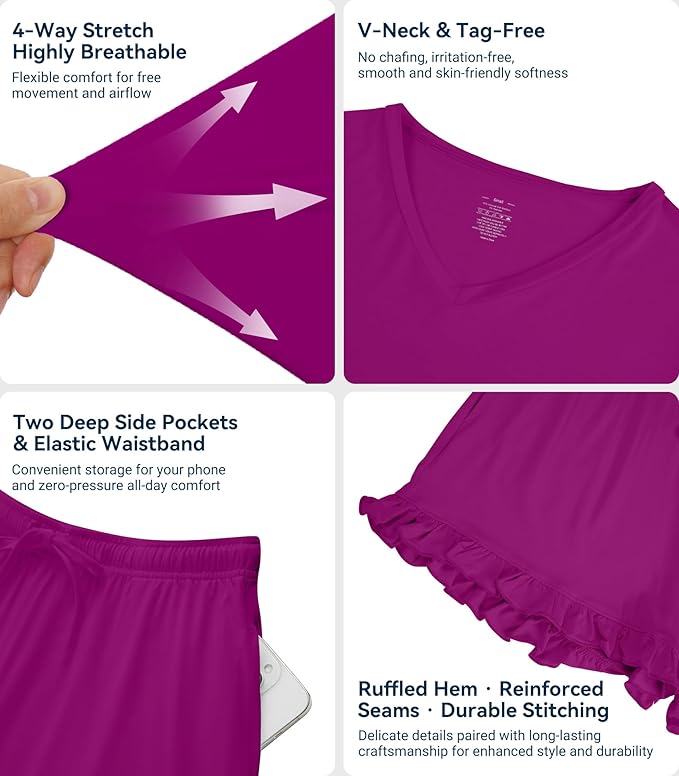 Bamboo Cooling Shorts Pajama Set - Short Sleeve - 2 Piece