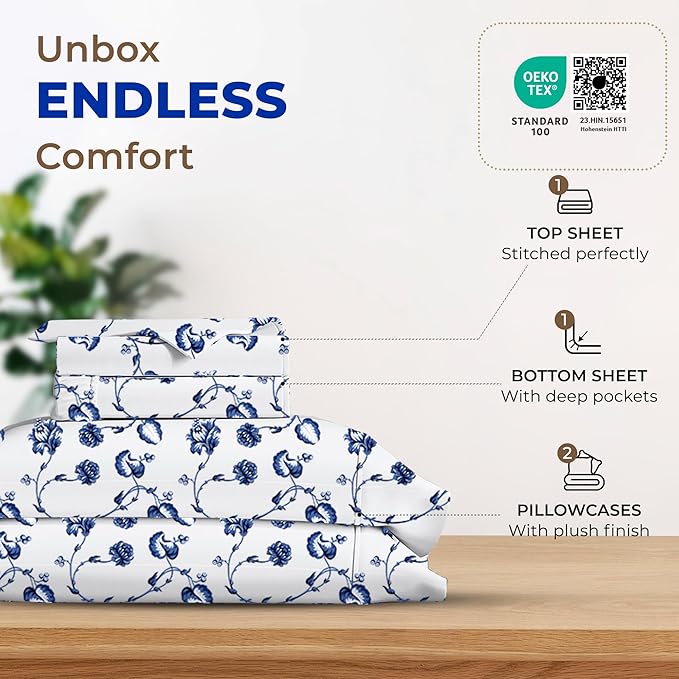 Cooling Bed Sheet Set - King - 16 in Deep Pocket - 4 Piece