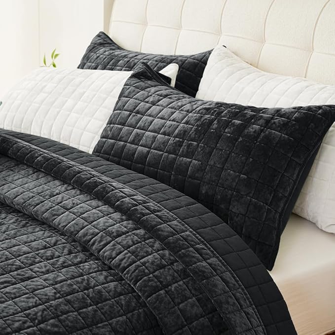 Velvet Quilt Set - California King - 3 Piece