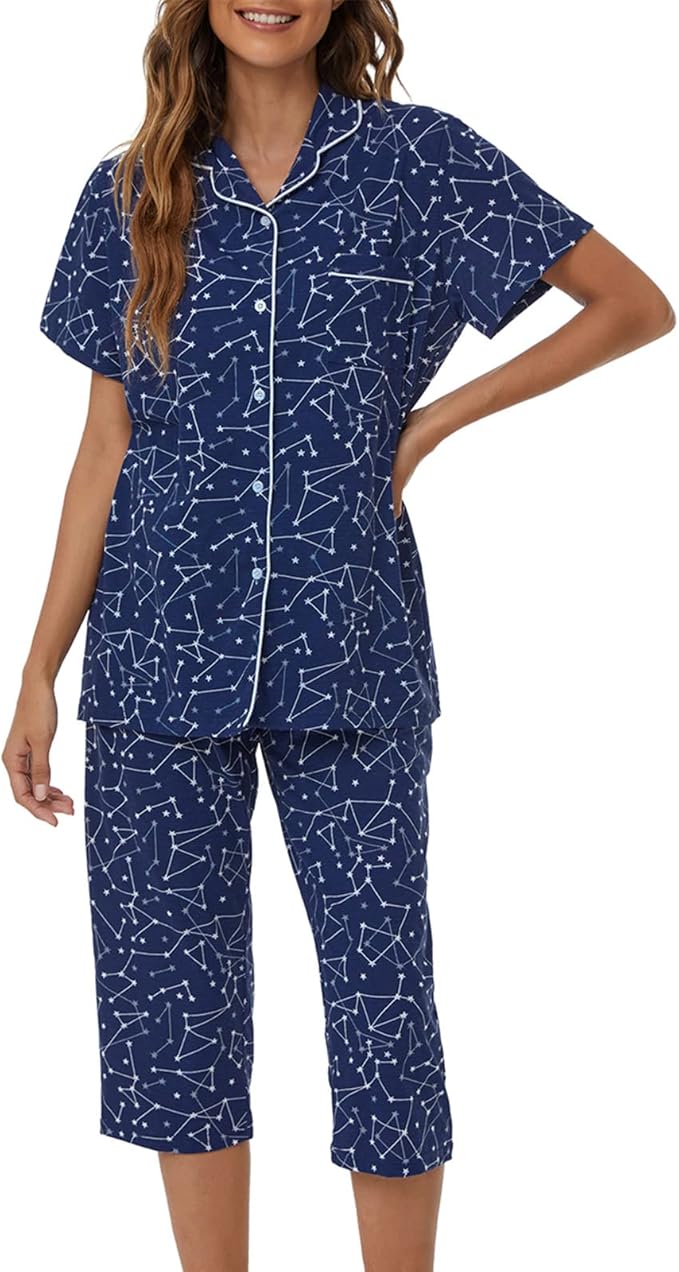 Capri Pajama Set - Short Sleeve - 2 Piece
