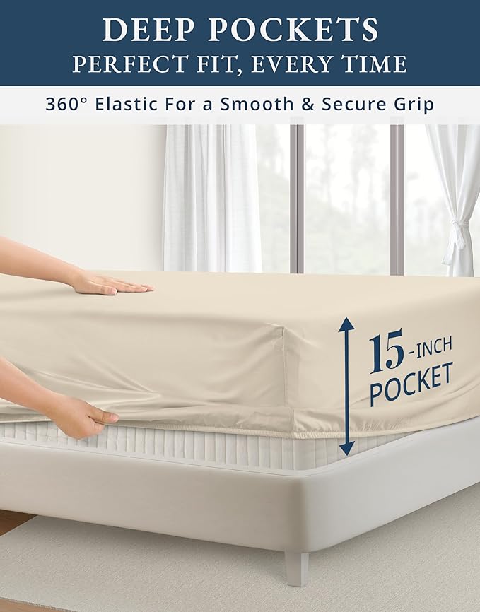 Linen Bed Sheet Set - Queen - 15 in Deep Pocket