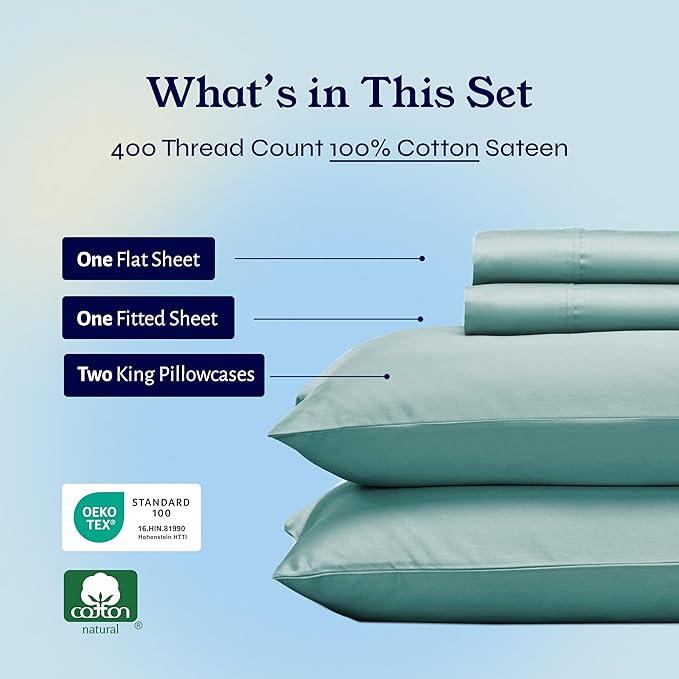 100% Cotton Bed Sheet Set - King - 4 Piece