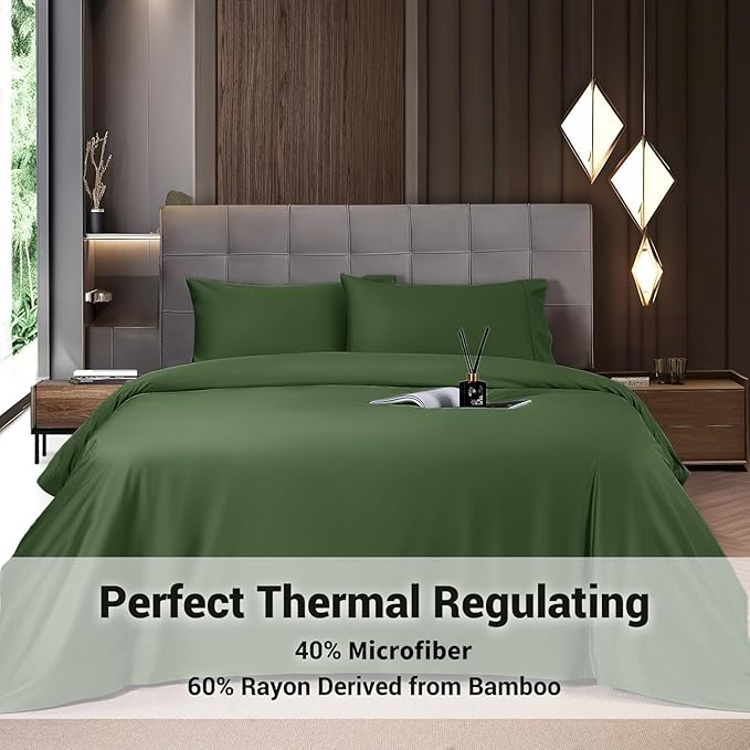 Bamboo Cooling Bed Sheet Set - Queen - 4 Piece
