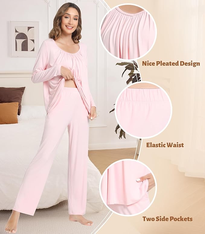 Women's Bamboo Pants Pajama Set - Long Sleeve - 2 Piece