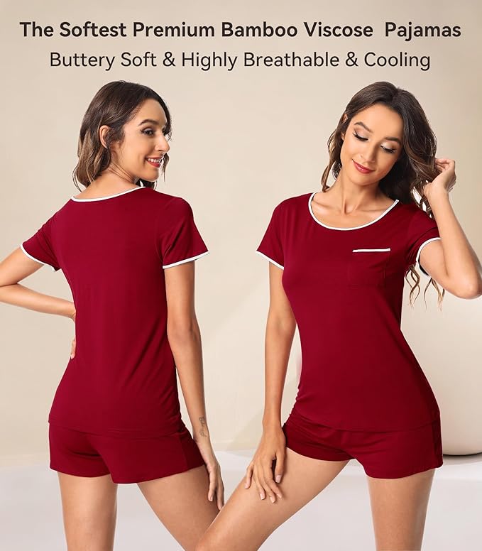 Women's Bamboo Cooling Pajama Set - Short Sleeve - 2 Piece