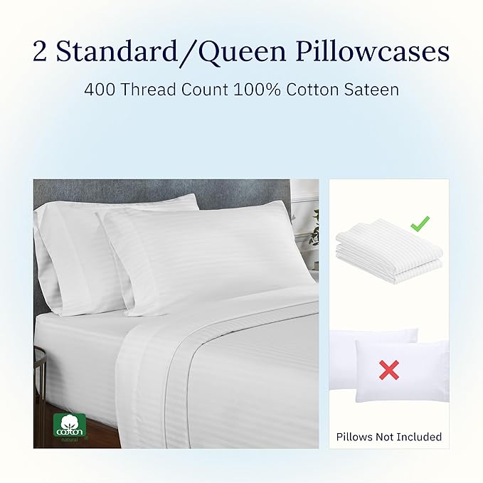 100% Cotton Pillowcase Set - Queen - 2 Piece