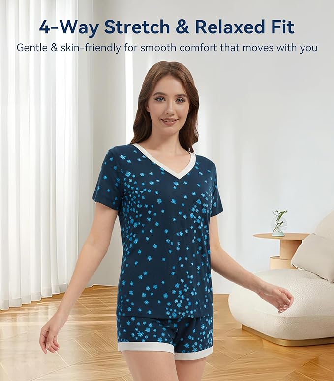 Women's Bamboo Cooling Pajama Set - Short Sleeve - 2 Piece