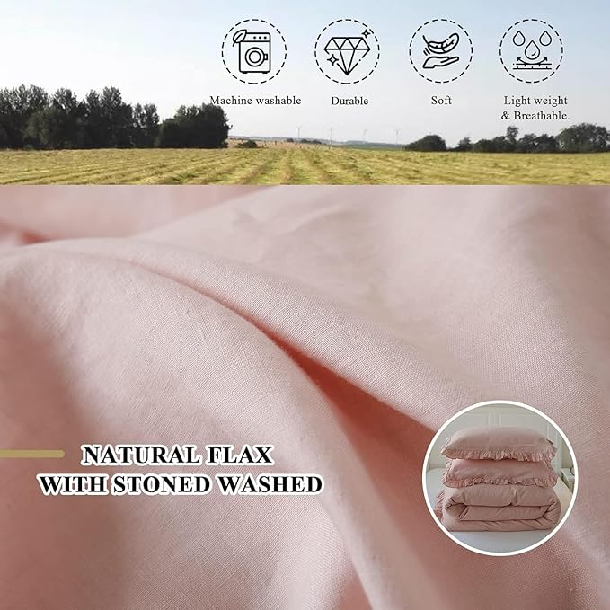 Linen Duvet Cover Set - Queen - 3 Piece