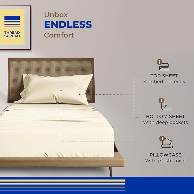 Cooling Bed Sheet Set - Twin - 16 in Deep Pocket - 3 Piece