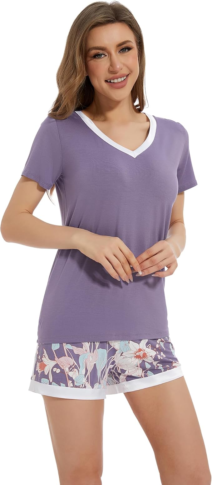 Women's Bamboo Cooling Pajama Set - Short Sleeve - 2 Piece