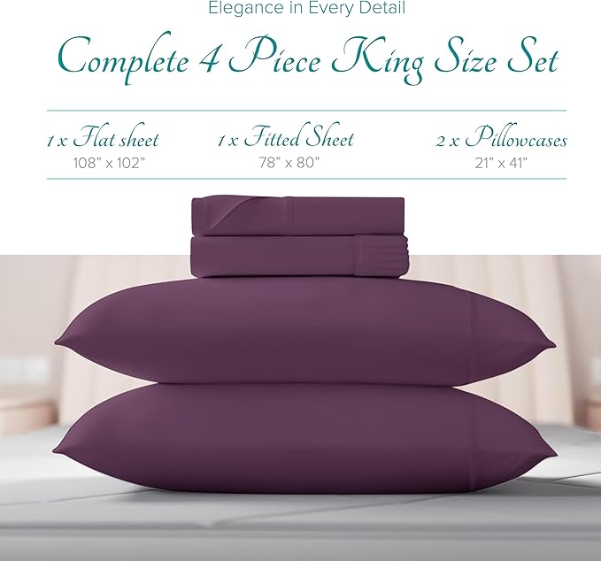 Linen Cooling Bed Sheet Set - King - 16 in Deep Pocket - 4 Piece