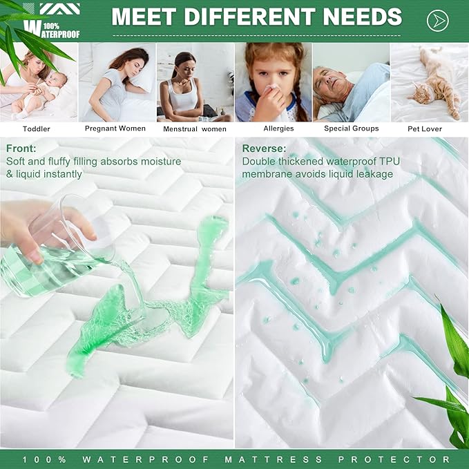 Bamboo Waterproof Mattress Pad - King