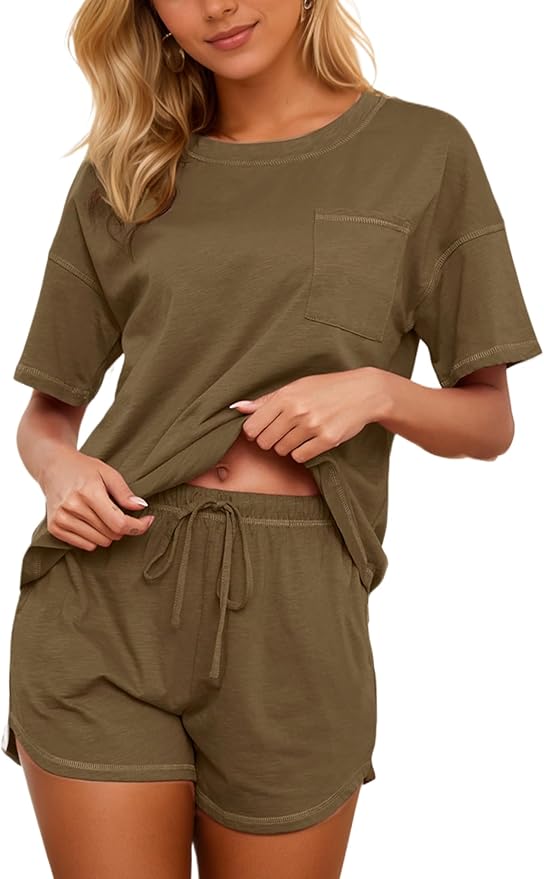 Women's 100% Cotton Shorts Pajama Set - Short Sleeve - 2 Piece