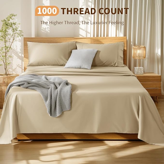 100% Cotton Bed Sheet Set - California King - 4 Piece