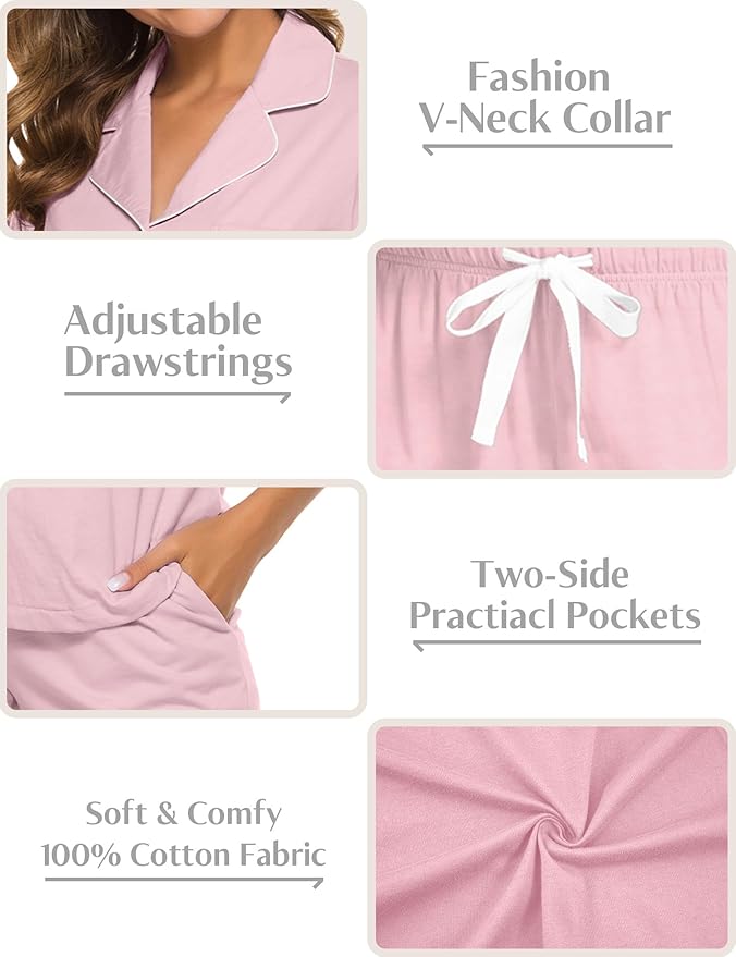 Women's Pajama Set - Short Sleeve - 2 Piece