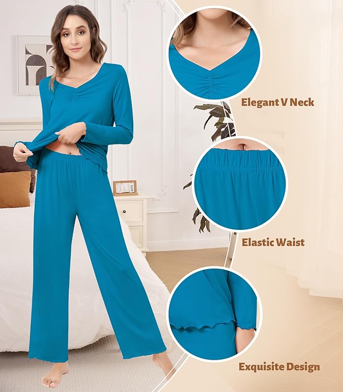 Women's Bamboo Pants Pajama Set - Long Sleeve - 2 Piece