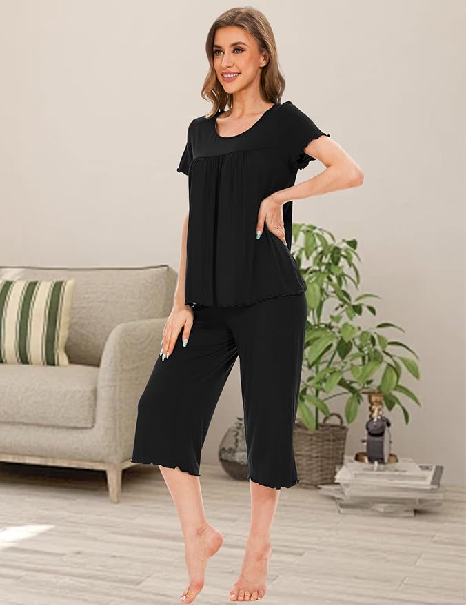 Bamboo Capri Pajama Set - Short Sleeve - 2 Piece