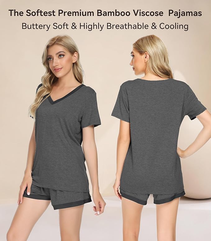 Women's Bamboo Cooling Pajama Set - Short Sleeve - 2 Piece