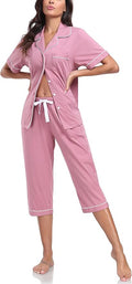 Women's 100% Cotton Capri Pajama Set - Short Sleeve - 2 Piece