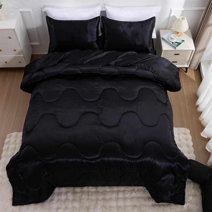 Satin Weighted Comforter Set - Queen