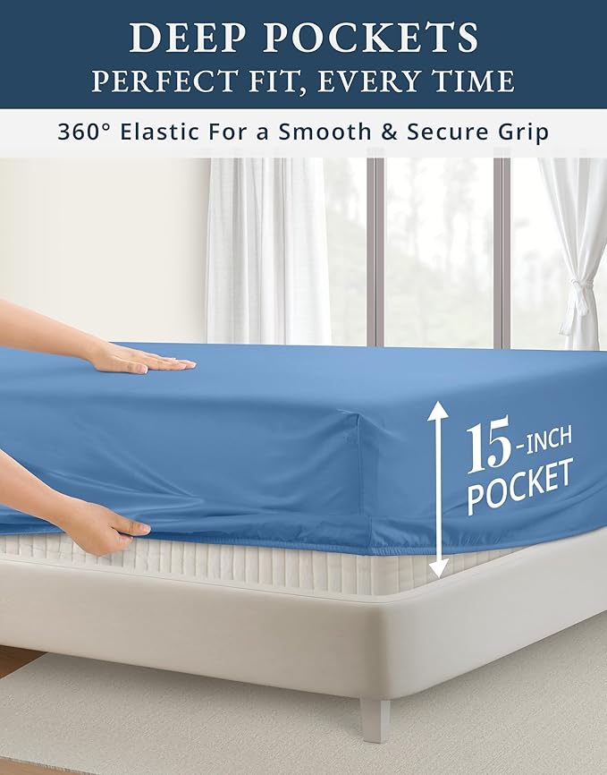 Linen Bed Sheet Set - Queen - 15 in Deep Pocket