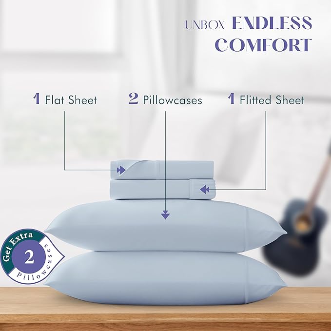 Linen Cooling Bed Sheet Set - King - 17 in Deep Pocket - 4 Piece