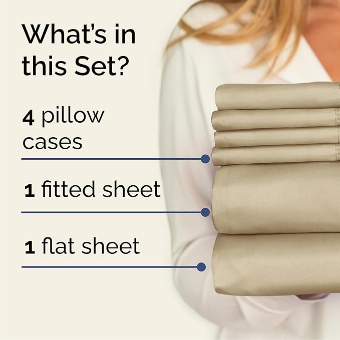Cooling Bed Sheet Set - Queen - 16 in Deep Pocket - 6 Piece
