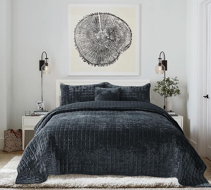 Velvet Quilt Set - King - 3 Piece