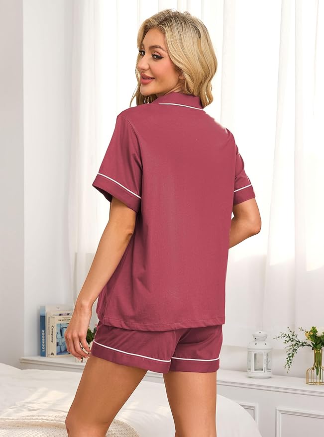 100% Cotton Pajama Set - Short Sleeve - 2 Piece