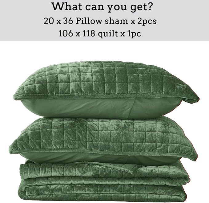 Velvet Quilt Set - California King - 3 Piece