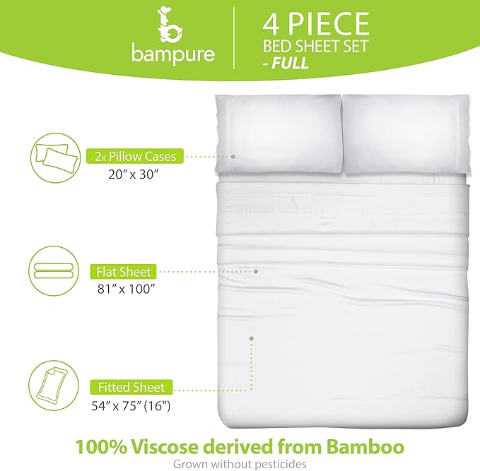 Bamboo Cooling Bed Sheet Set - Full - 4 Piece