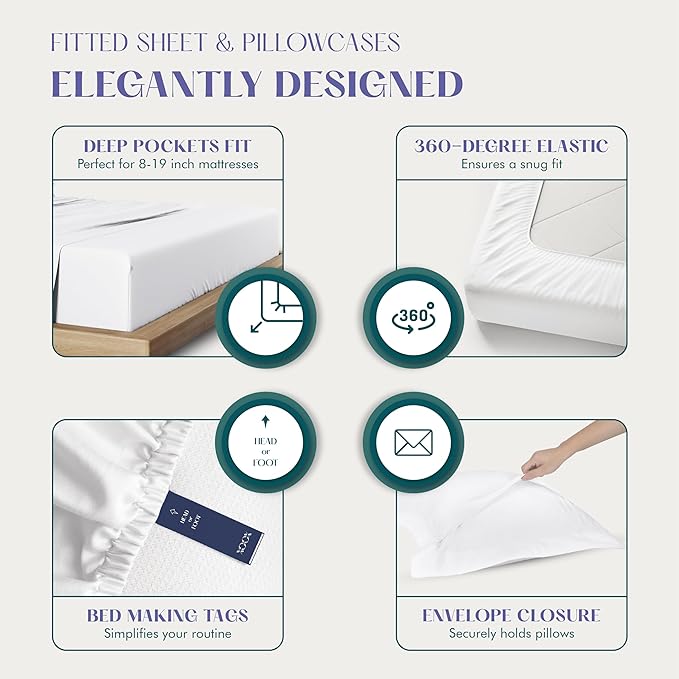 Linen Cooling Bed Sheet Set - California King - 17 in Deep Pocket - 4 Piece