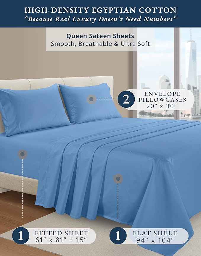 Linen Bed Sheet Set - Queen - 15 in Deep Pocket