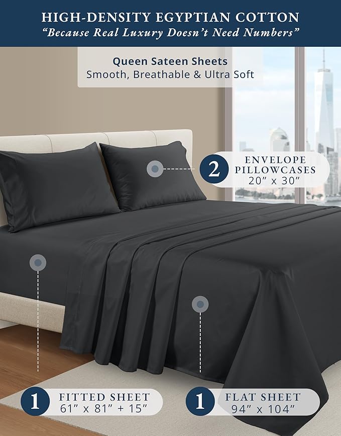 Linen Bed Sheet Set - Queen
