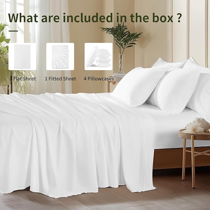 Bamboo Cooling Bed Sheet Set - Queen - 6 Piece