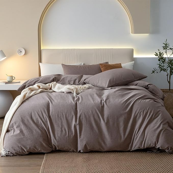 Linen Duvet Cover Set - Queen - 98 x 98 in - 3 Piece