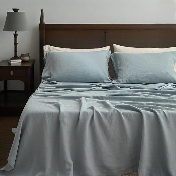 Linen Bed Sheet Set - King - 4 Piece