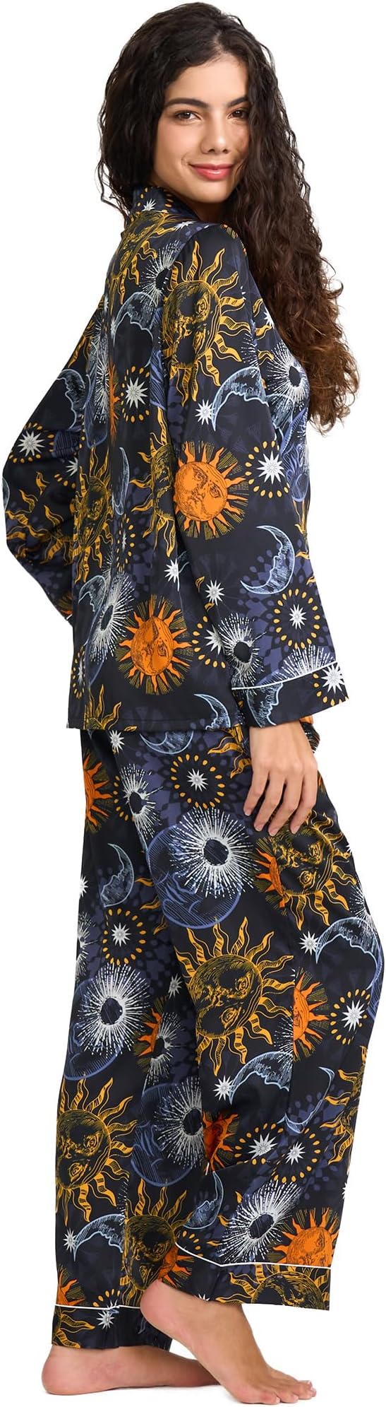 Satin Pajama Set - Long Sleeve - 2 Piece