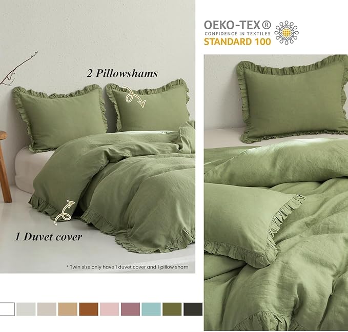 Linen Duvet Cover Set - Queen - 3 Piece