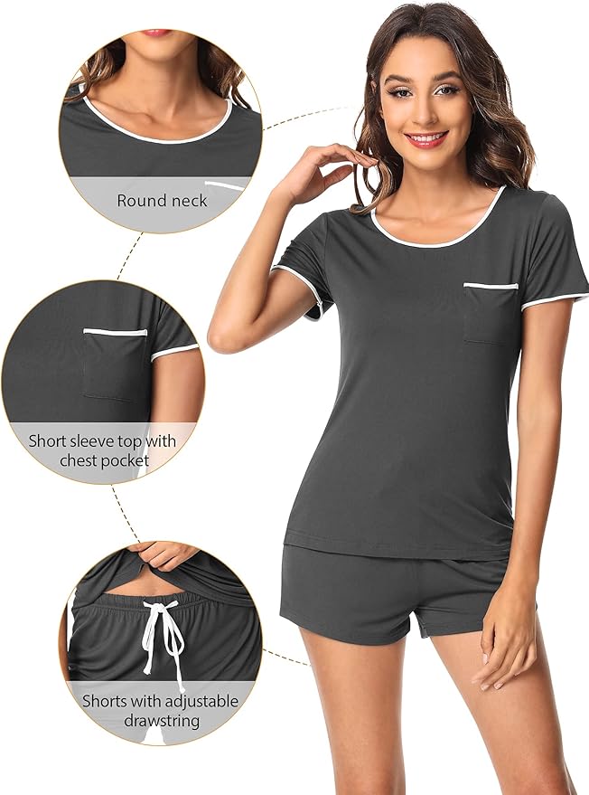 Women's Bamboo Cooling Pajama Set - Short Sleeve - 2 Piece