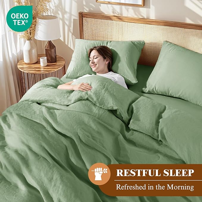 Linen Duvet Cover Set - Queen - 3 Piece