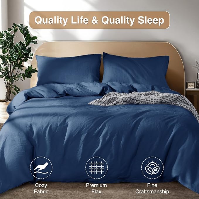 Linen Duvet Cover Set - Queen - 3 Piece