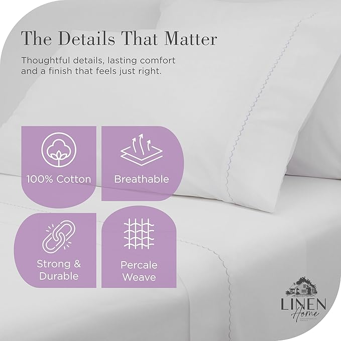 100% Cotton Pillowcase Set - King - 2 Piece