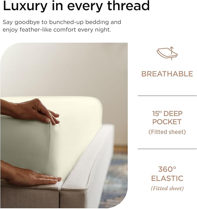 100% Cotton Cooling Bed Sheet Set - Twin - 3 Piece